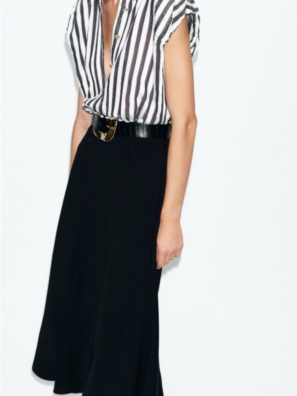 Zara Black and White Striped Midi Dress - Picture 2 of 9